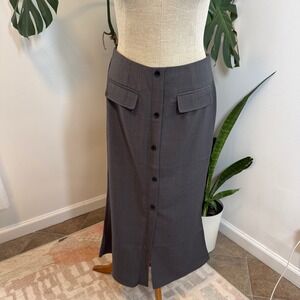 Dazy‎ Women's Charcoal Gray Maxi Skirt Button Front Pockets Size L